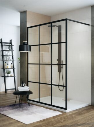 Wasserburg Vetro Black Walk-In Zuhanyfal 120 (118-120cm-ig)